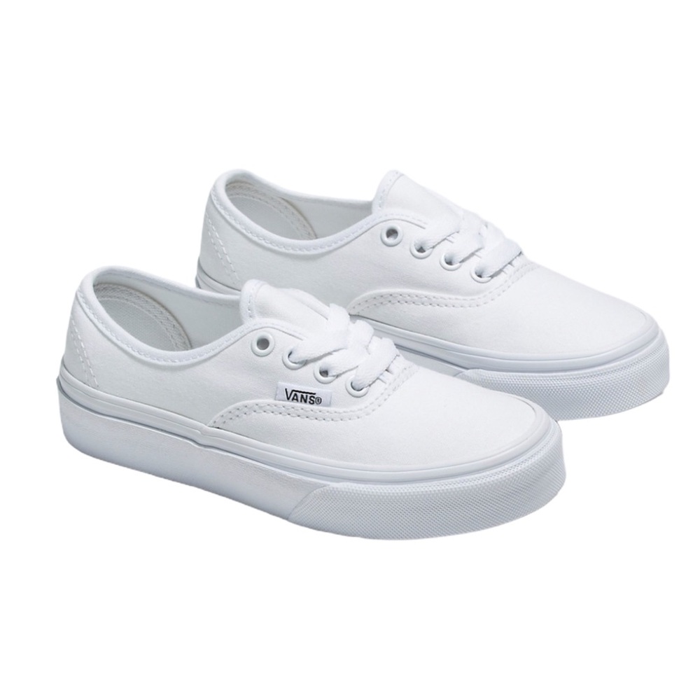 Vans Kids White Canvas Lace-Up Sneakers